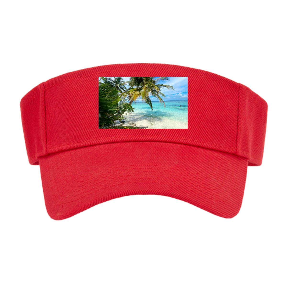 Tropical Beach with Palm Trees and Crystal Clear Water -  Visor cap