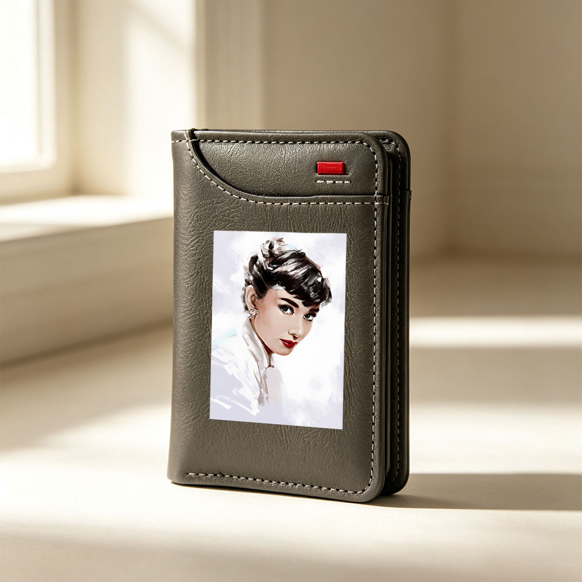 Audrey Hepburn in Classic White Portrait - Vertical Style Wallet