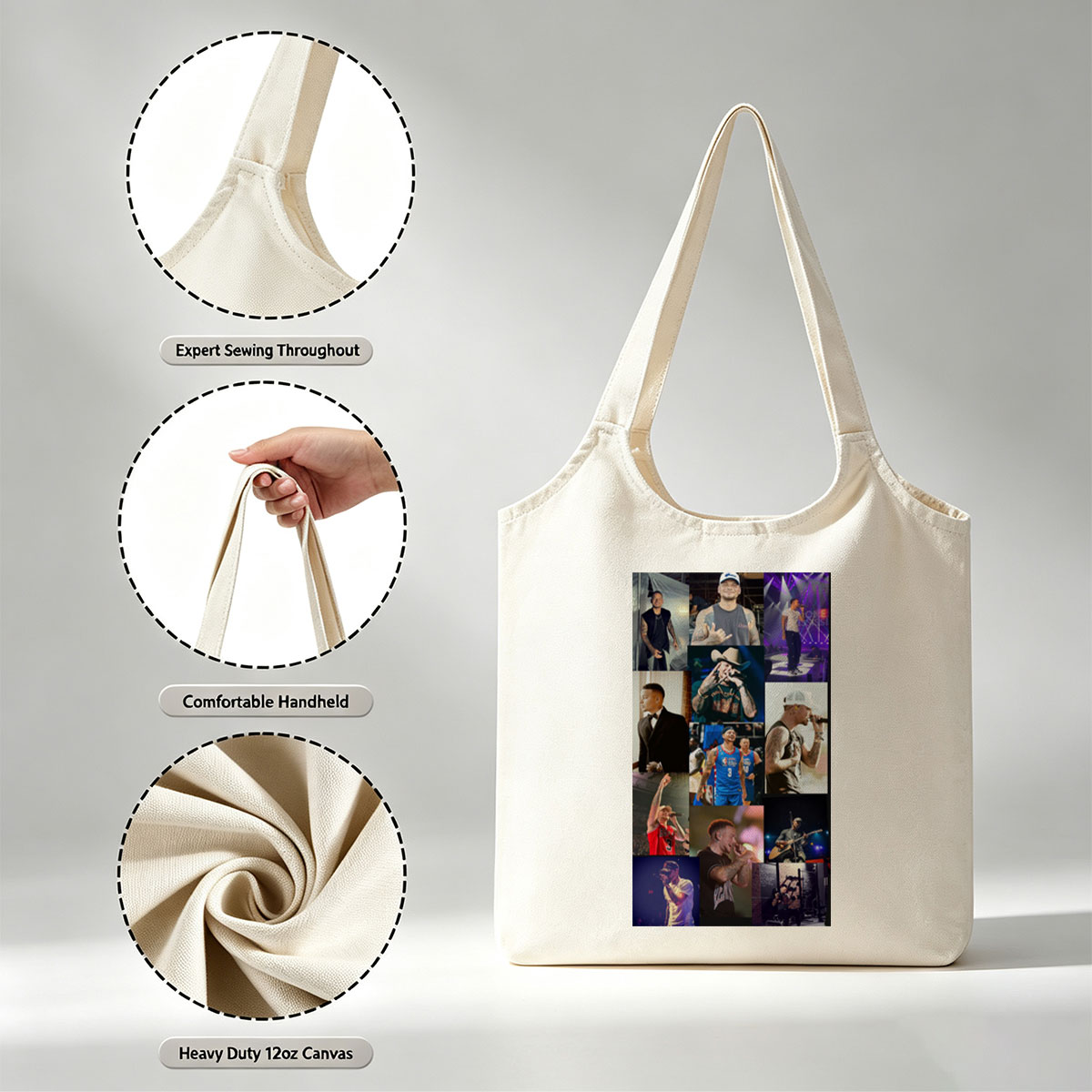 Chris Brown Live Performance and Lifestyle Moments Collage - Canvas shoulder bags/