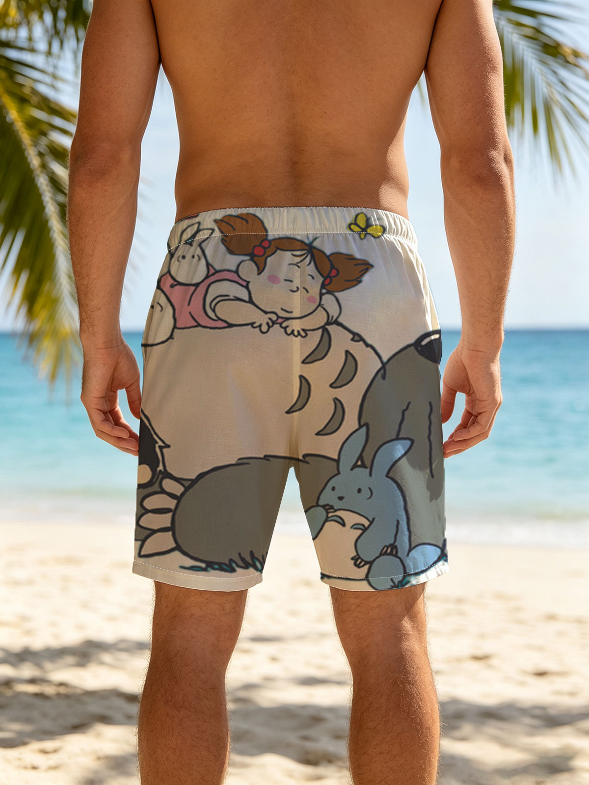 Totoro, Mei, Satsuki, and Friends in a Whimsical Forest Scene -  Beach shorts
