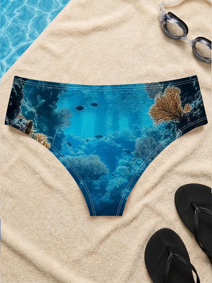 Underwater Coral Cave with Sunlight and Fish -  Men's swim trunks