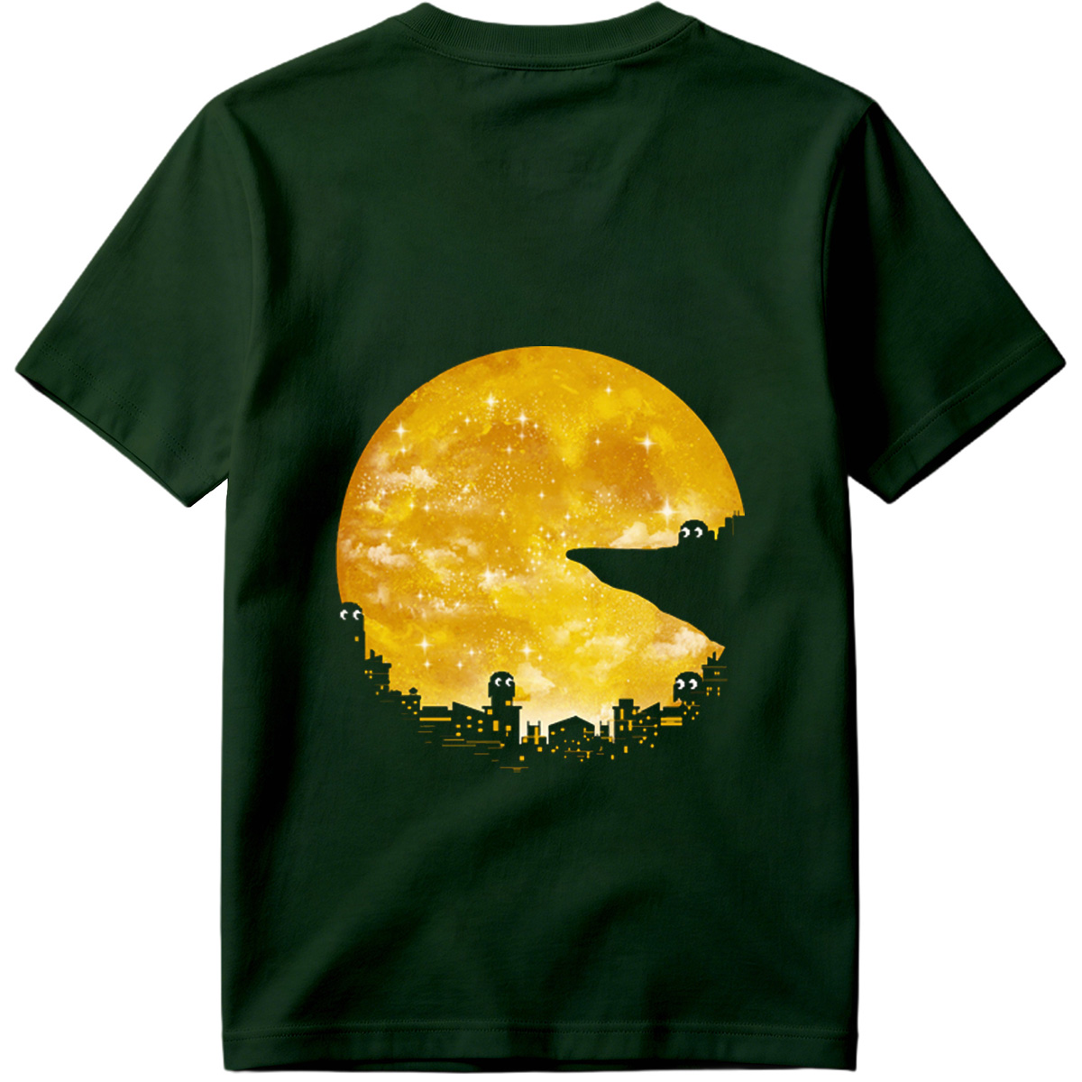 Pac-Man Cityscape Under the Moon - Tee