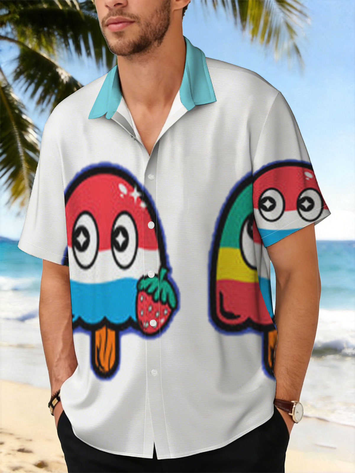 Pac-Man and Colorful Ice Cream Characters in Summer Vibes -  Shirt