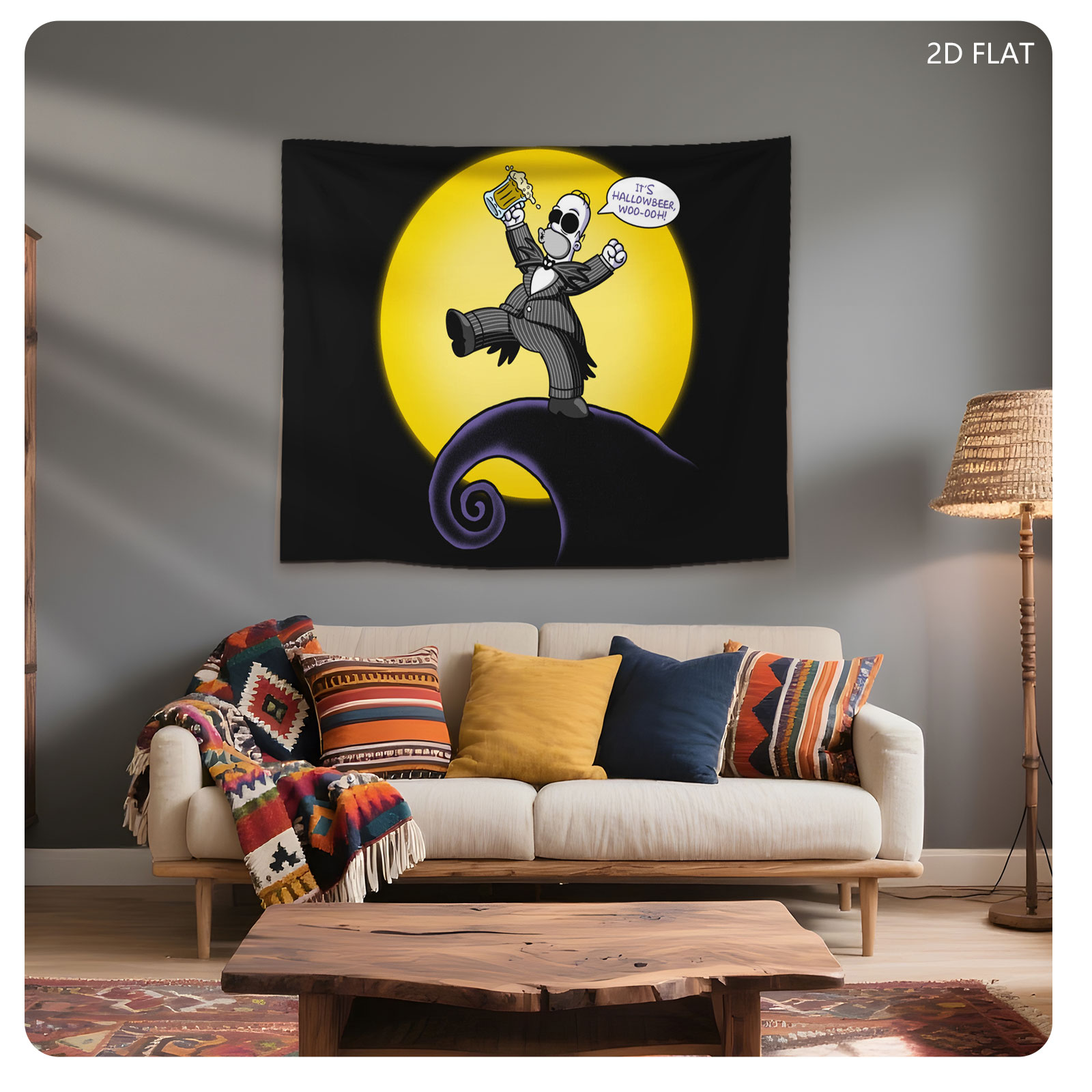 Jack Skellington Celebrates Hallowbeer Under the Moon - Tapestry