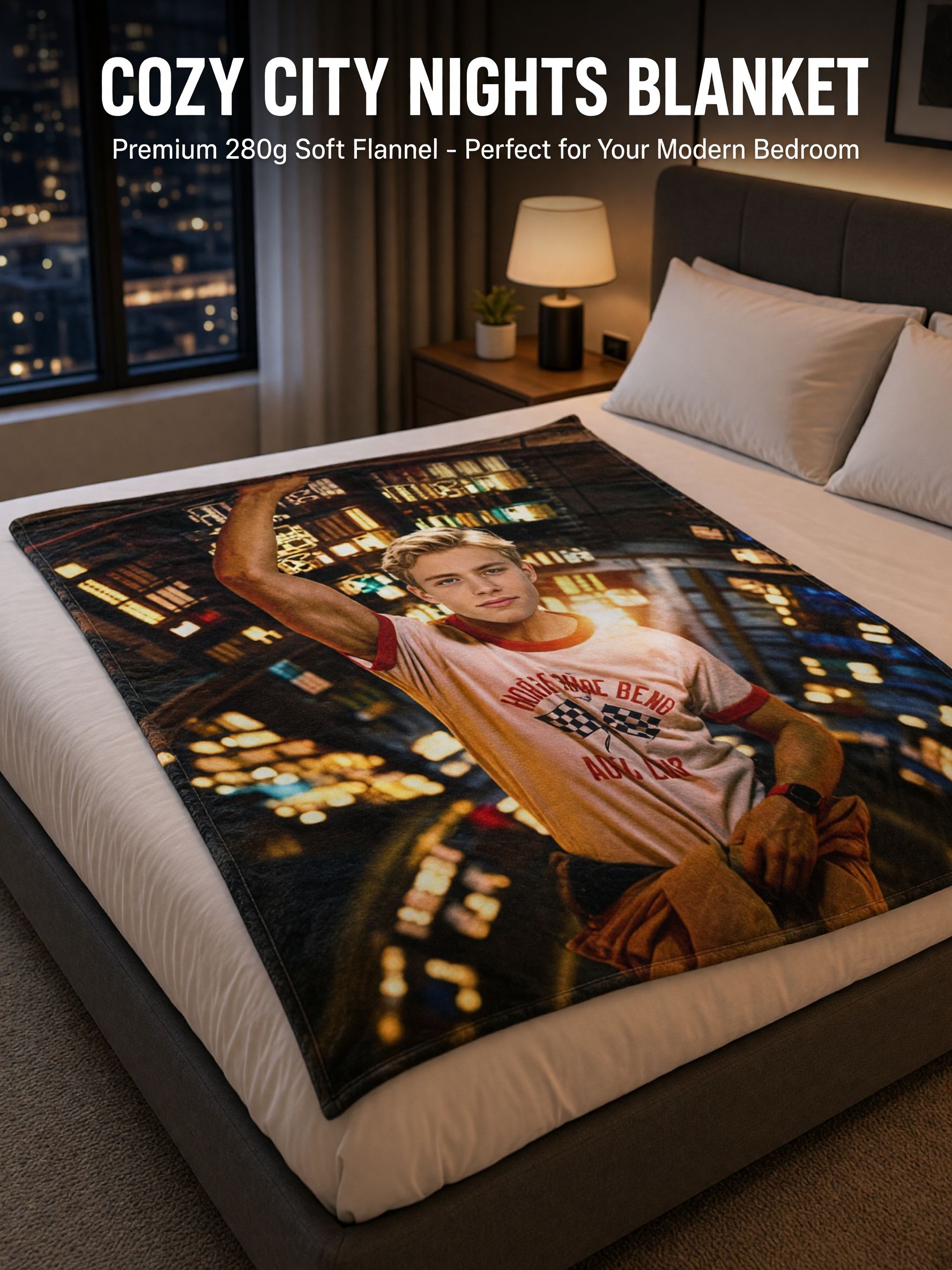 Custom Photo Blanket Personalized Face Portrait Throw Ultra Soft Flannel Fleece Bed Couch Keepsake Gift for Family