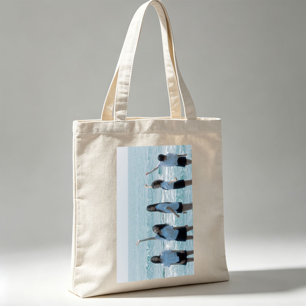 NewJeans Standing in Ocean Waves Wearing White Shirts and Black Skirts - Canvas tote bags