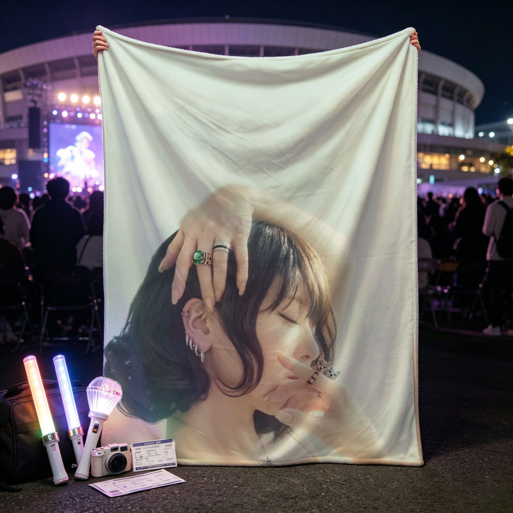 Nana Mizuki in a Serene Pose with Elegant Jewelry and Soft Lighting - Blankets