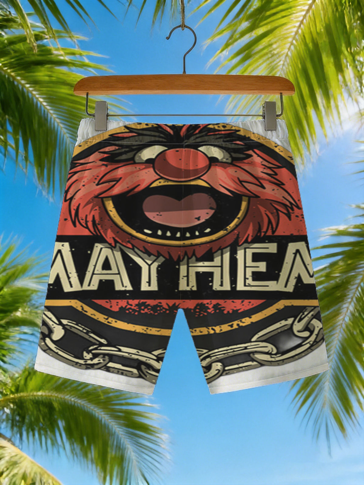 Animal from The Muppets: Mayhem Logo -  Beach shorts
