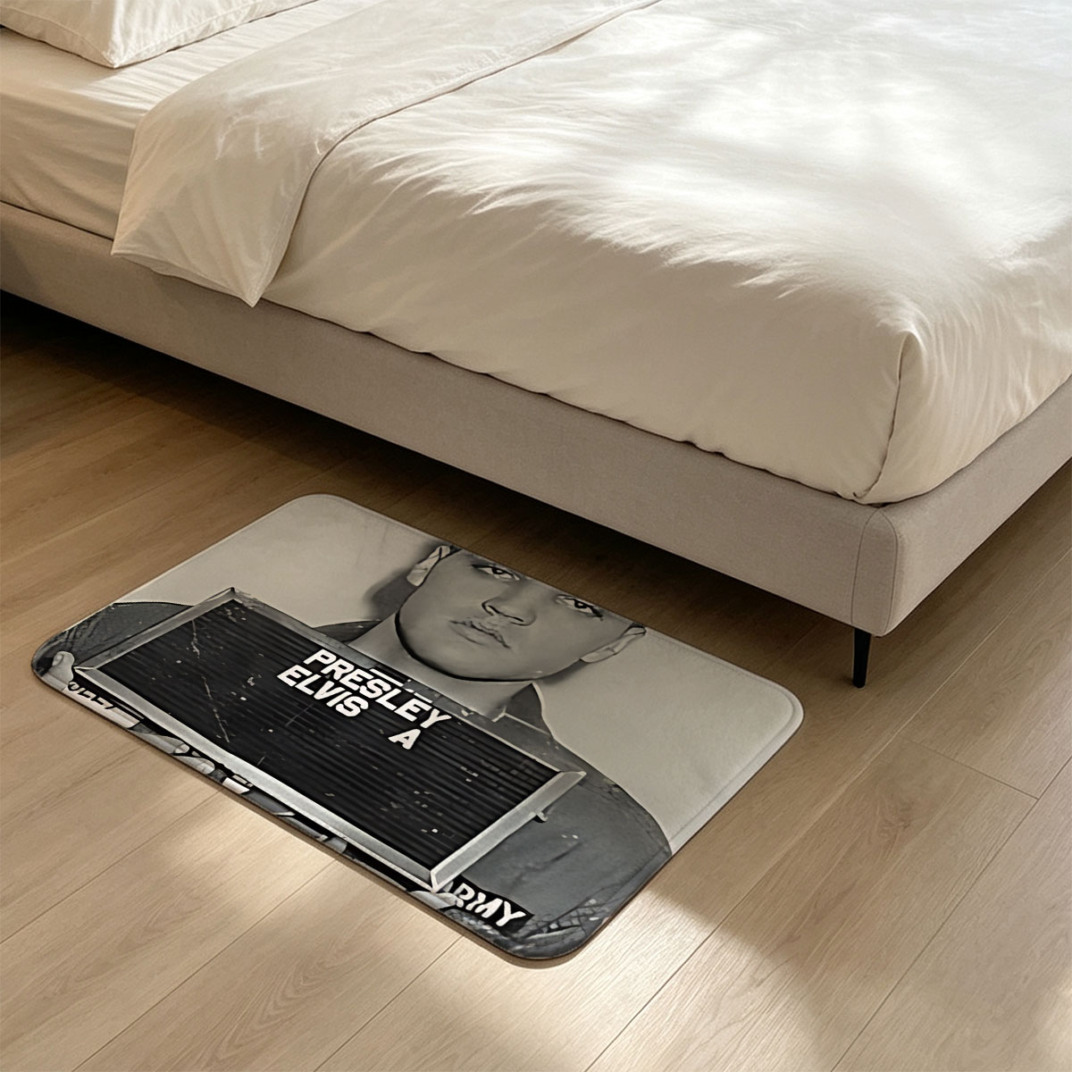 Elvis Presley Army Mugshot 1958 - Flannel floor mat