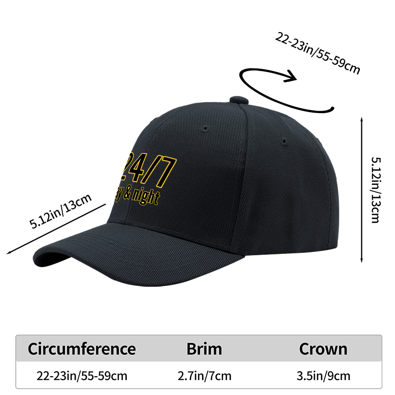 1pc New Baseball Cap with 24/7 Day & Night Print Unisex Adjustable Hat for Outdoor Activities and Daily Wear Suitable for Adults and Teens