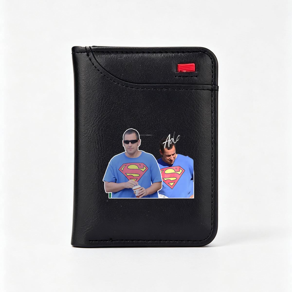 Two Men in Superman Shirts, One Holding a Cup, Signed 