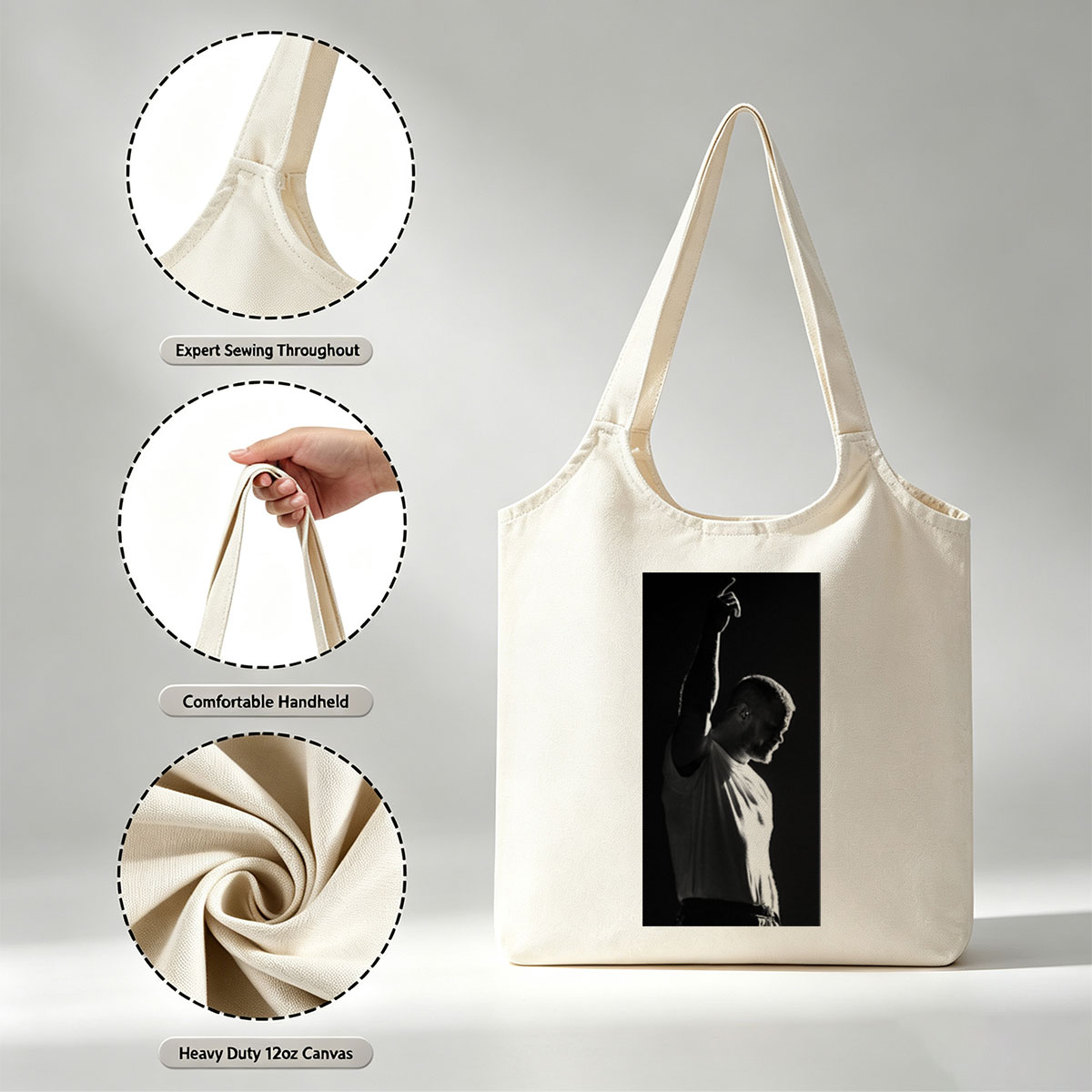 Calvin Harris Live Performance in Black and White Silhouette - Canvas shoulder bags/