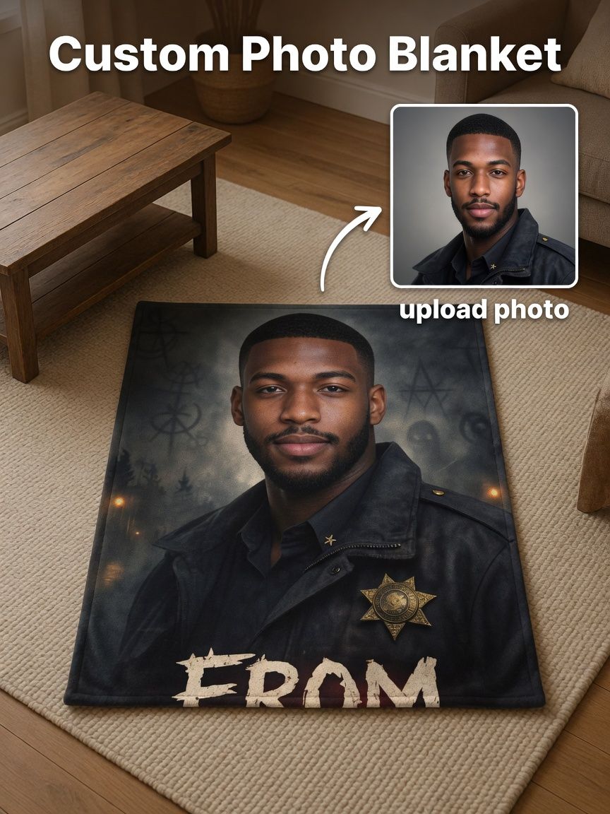 Custom Face Photo Blanket Personalized Flannel Fleece Throw Lightweight Soft Cozy Velvet Blanket for Couch and Bed