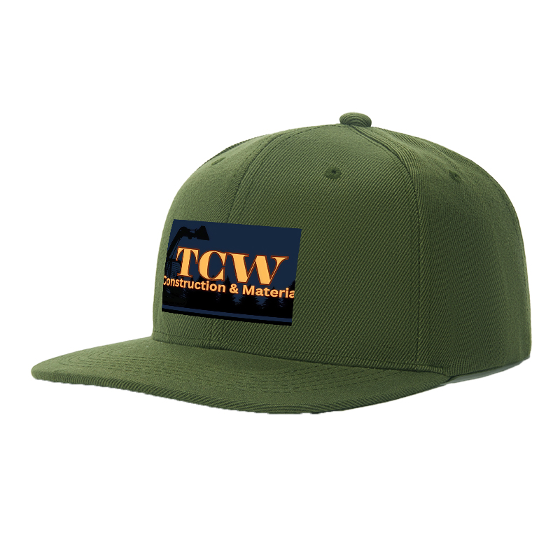 Flat Brim Baseball Cap TCW Construction & Materials Logo Print Streetwear Underground Skate Style for Basketball Court Urban Skaters and Hip Hop Artists