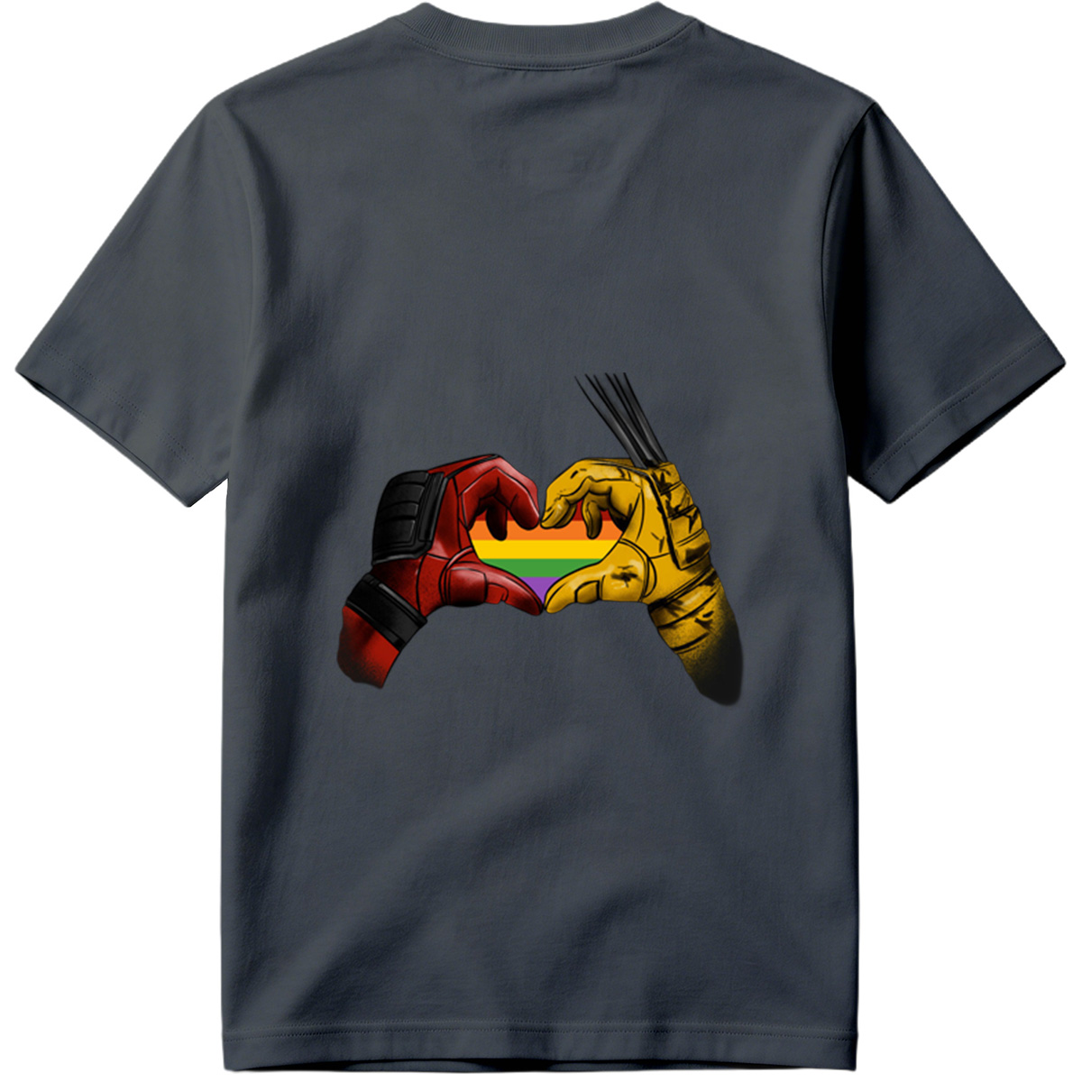 Deadpool and Wolverine Form a Rainbow Heart - Tee
