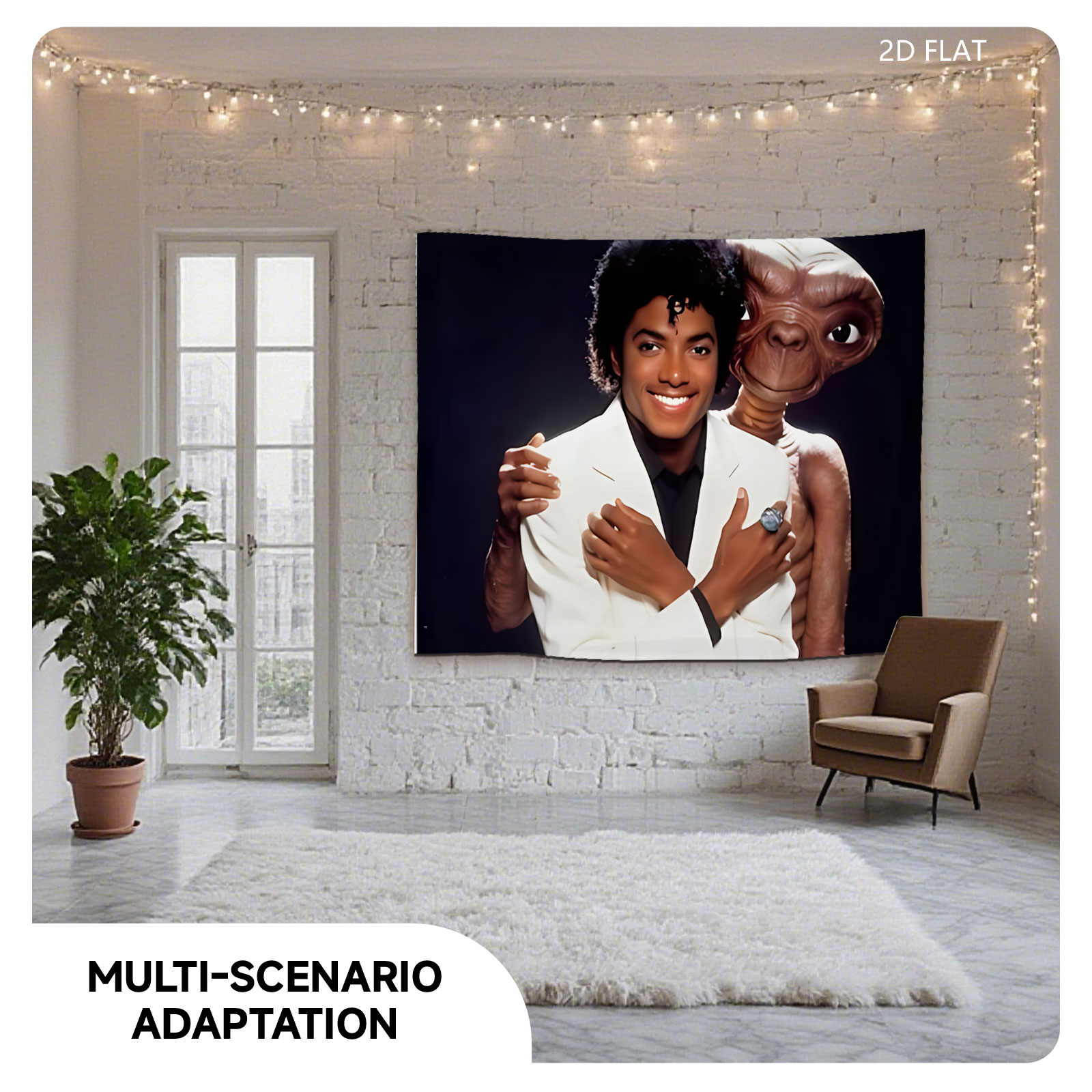 Michael Jackson and E.T. the Extra-Terrestrial in a playful pose - Tapestry