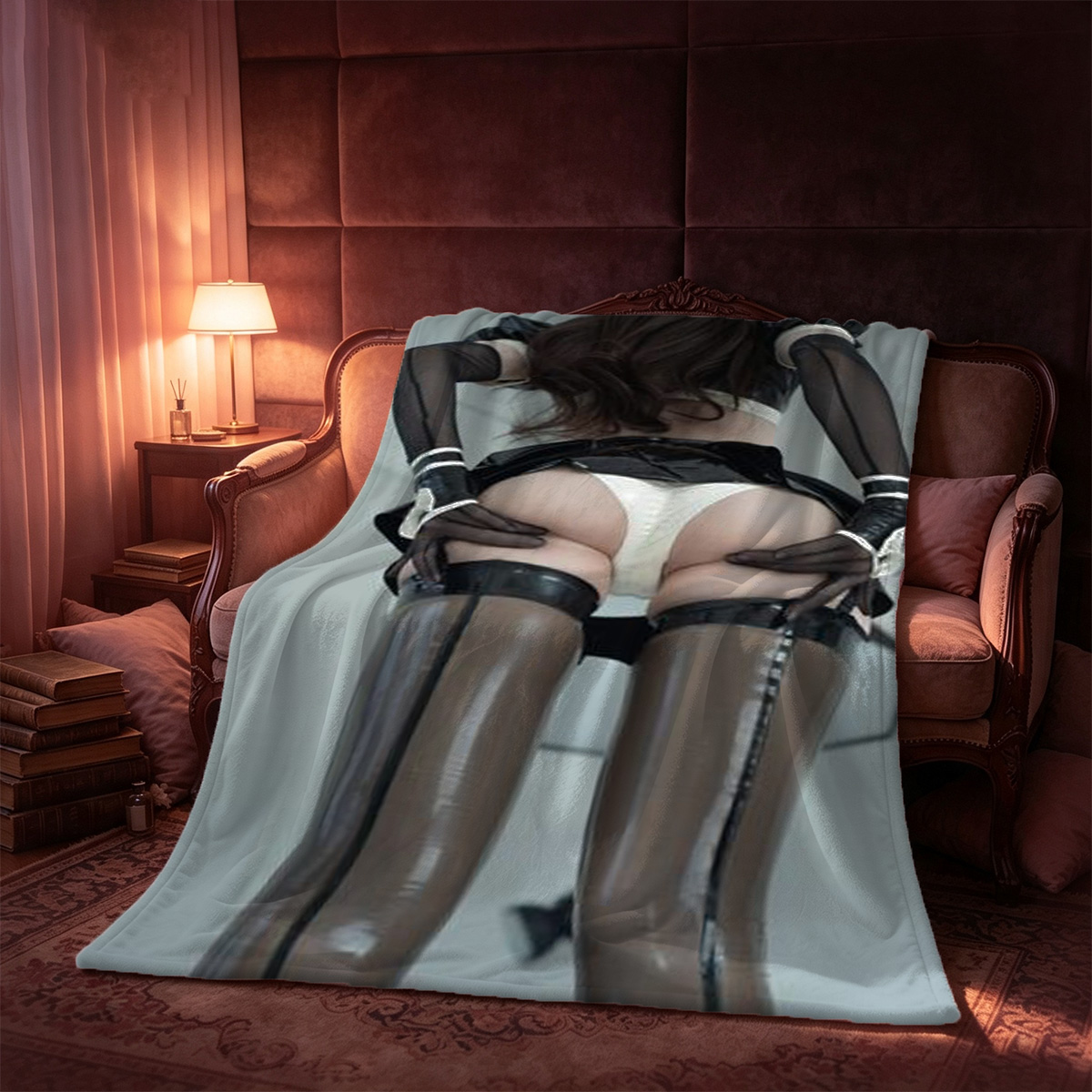 Cow Print Bikini Girl Lying in Marshmallows - Blanket