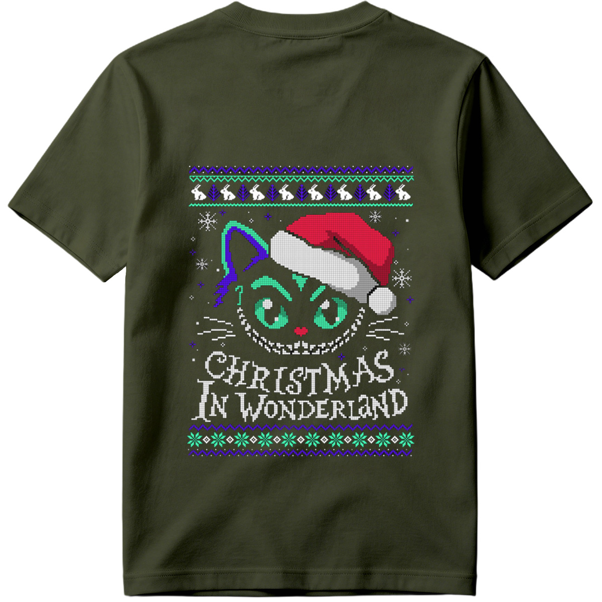 Christmas in Wonderland: Cheshire Cat Ugly Sweater Design - Tee