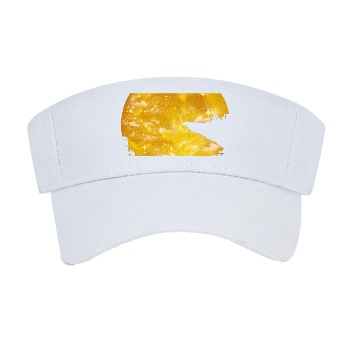 City Silhouettes Under a Golden Moon with Starry Sky -  Visor cap