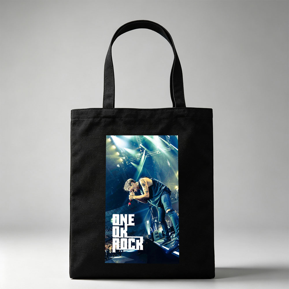 ONE OK ROCK Live Performance on Stage with Dynamic Lighting and Energetic Crowd - Canvas tote bags