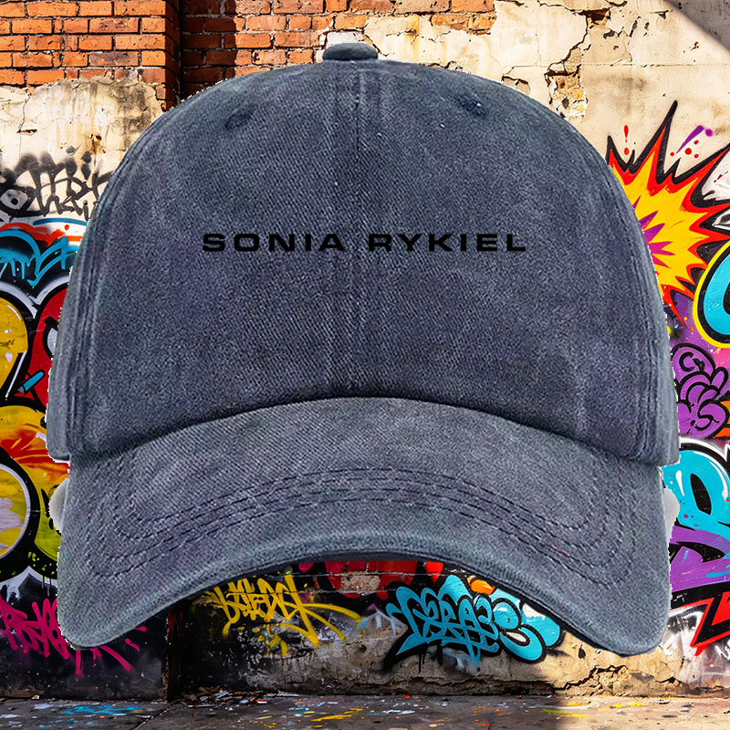 Men's Printed Washed Cotton Cap with Sonia Rykiel Logo Design - Casual Round Brim Summer Lightweight Hat for Outdoor Activities, Urban Streetwear, and Daily Wear - Ideal for Adults Seeking Stylish and Breathable Headwear