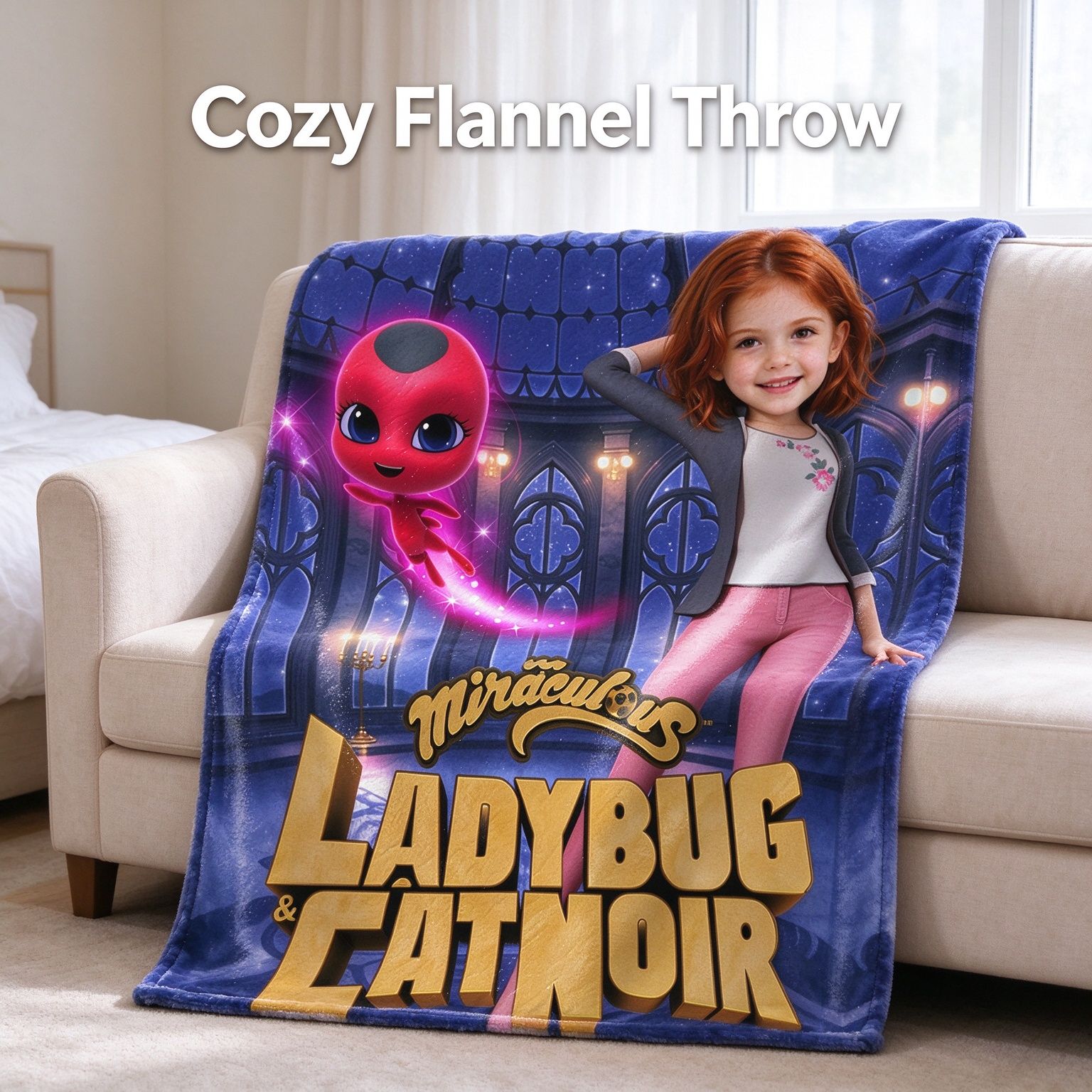 Personalized Photo Face Flannel Blanket Ultra Soft Custom Superhero Throw Bedding for Kids Cozy Birthday Keepsake Gift