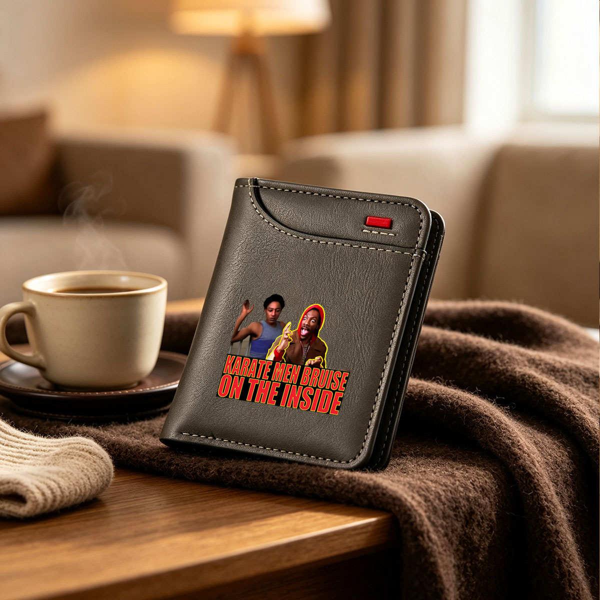 Karate Men Bruise on the Inside: Two Men React with Surprise and Shock - Vertical Style Wallet