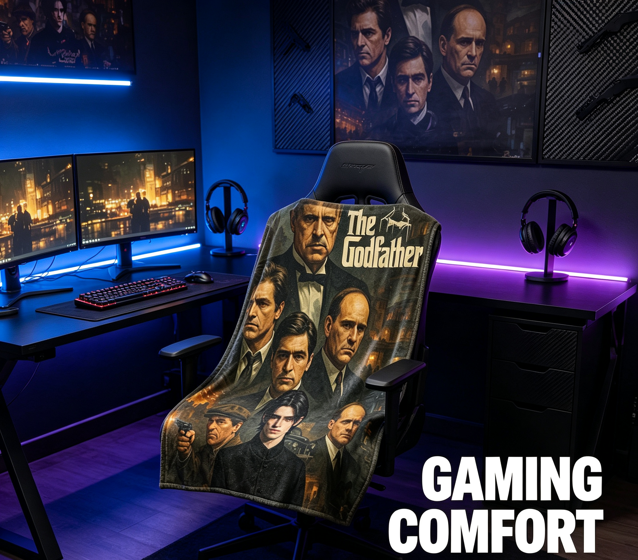 Custom Face Blanket The Godfather Movie Character Flannel Blanket Perfect for Couch Lounging and Movie Nights Ideal Gift or Giveaway for Fans