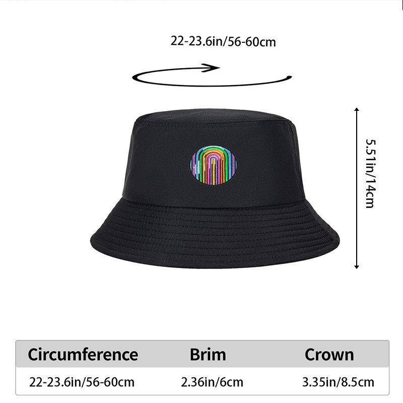 Unisex Bucket Hat with Glitter Rainbow Print Design - Classic Adjustable Sun Hat for Outdoor Activities, Beach, Travel, and Casual Wear - Perfect for Adults Seeking Fashionable and Comfortable Headwear