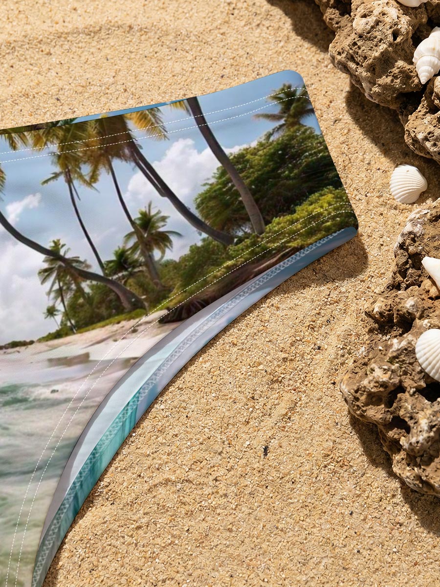 Tropical Beach with Palm Trees and Crystal Clear Water -  Men's swim trunks