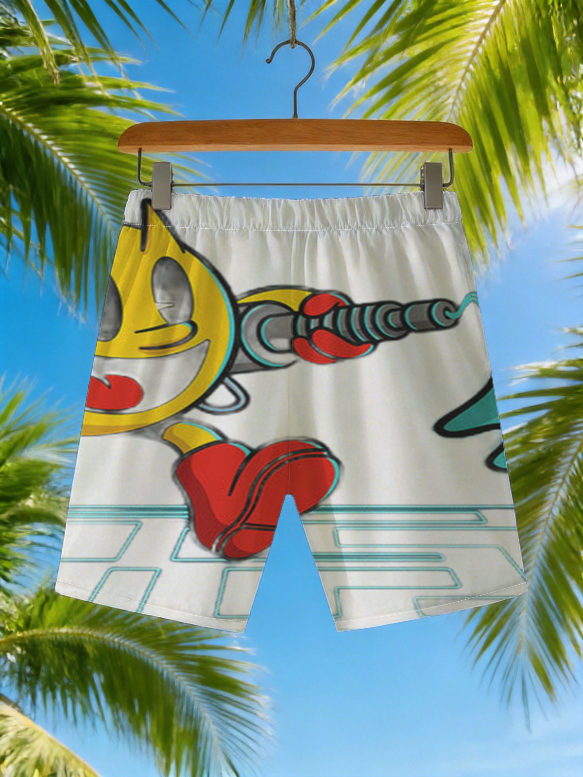 Pac-Man vs. Ghost: Classic Arcade Showdown -  Beach shorts