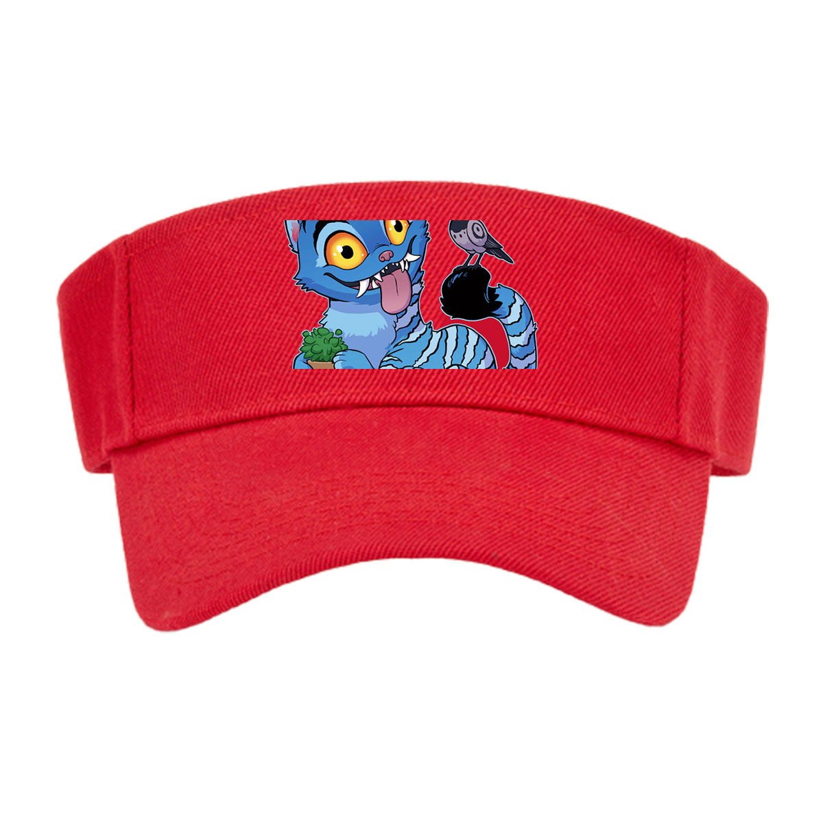 Blue Cat with Cactus and Bird on Head -  Visor cap