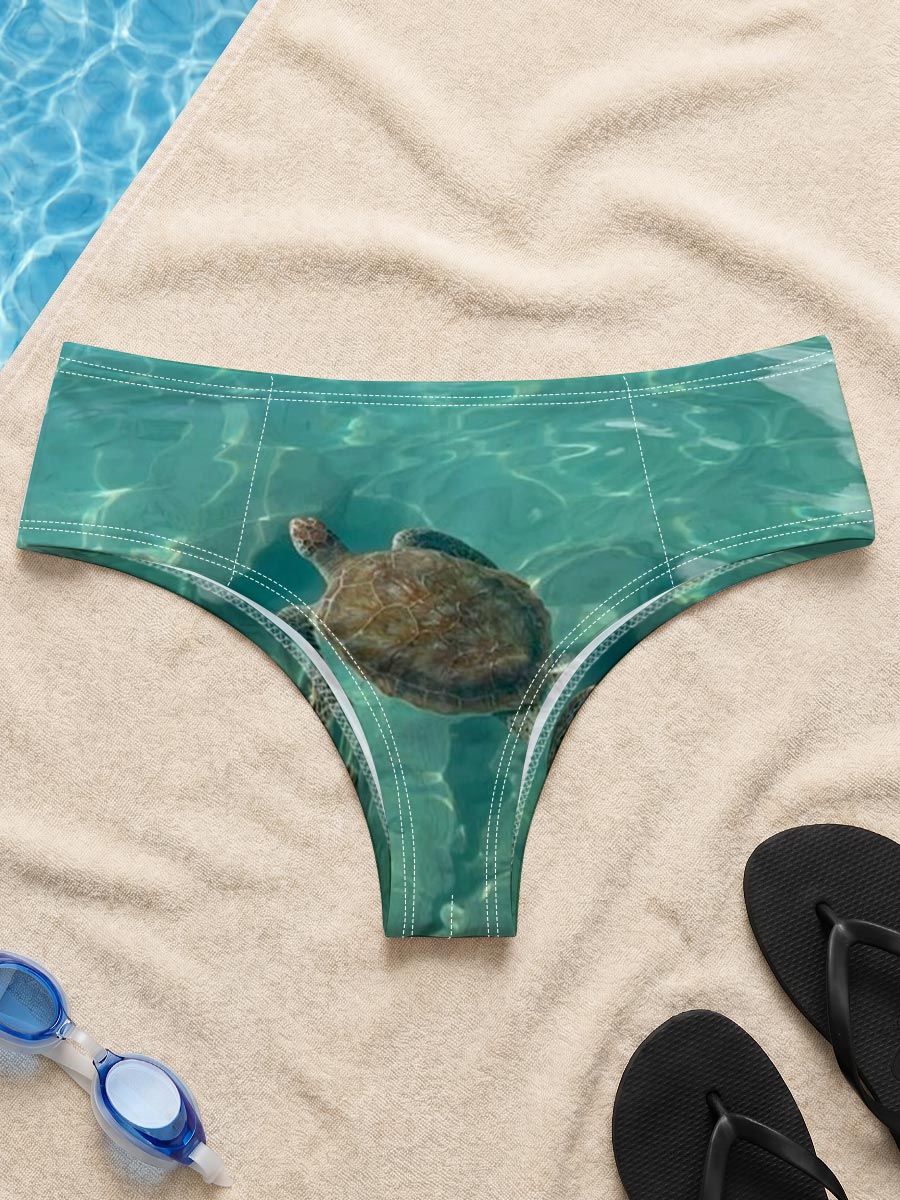 Sea turtle swimming in clear turquoise water -  Men's swim trunks
