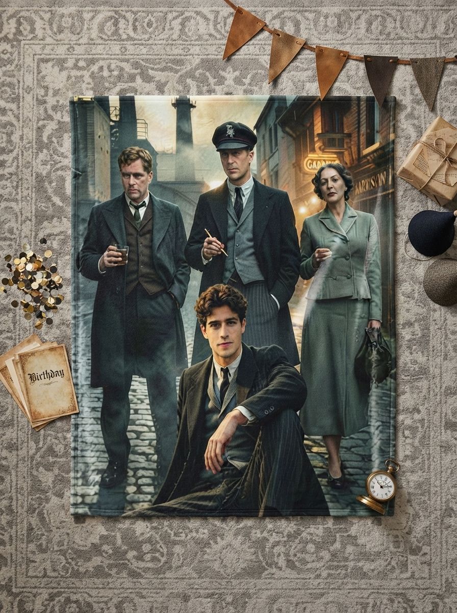 Custom Photo Face Flannel Blanket Personalized Vintage Gangster Street Style Throw Ultra Soft Warm Cozy Bed Sofa Fleece