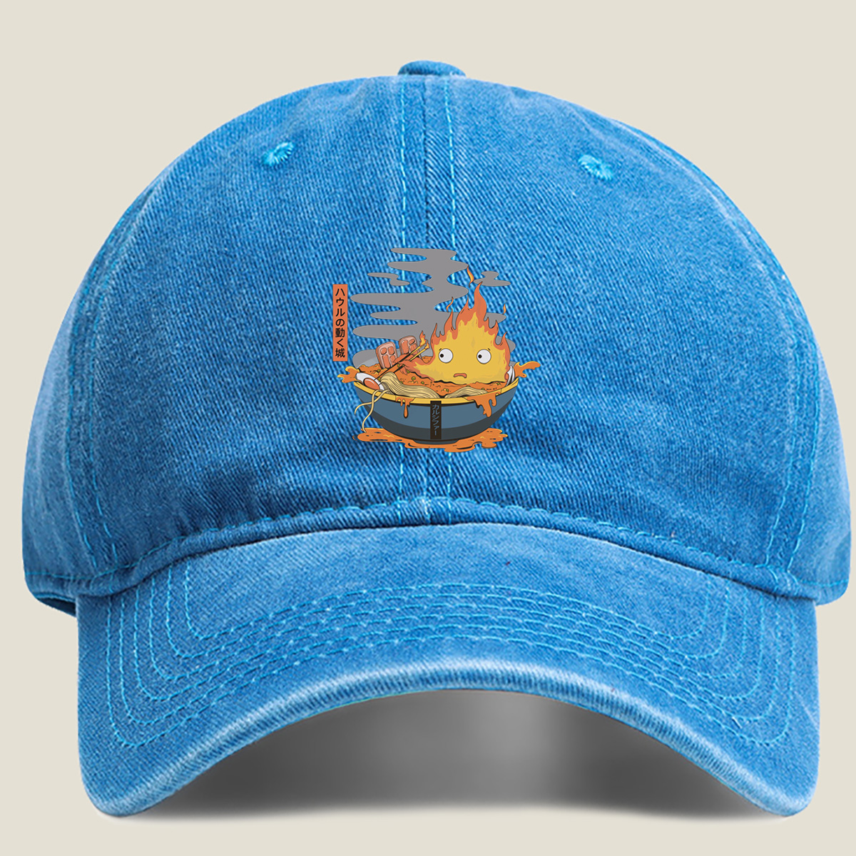 Howl's Moving Castle: Calcifer Ramen - Washed Denim - Baseball Cap