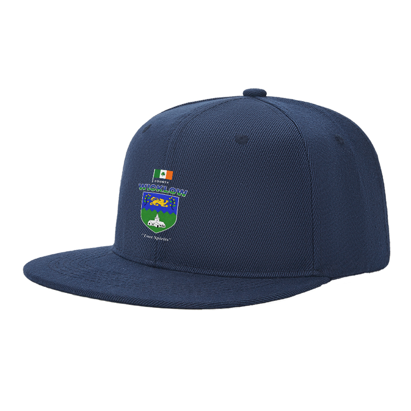 Flat Brim Baseball Cap County Wicklow Crest Irish Flag Lion Church Design Streetwear Underground Skate Style for Basketball Court Skate Park Urban Lifestyle Skaters Rappers Streetwear Enthusiasts Free Spirits Edition
