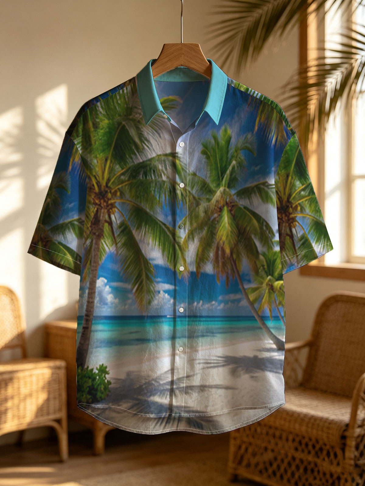 Tropical Beach with Palm Trees and Crystal Clear Water -  Shirt