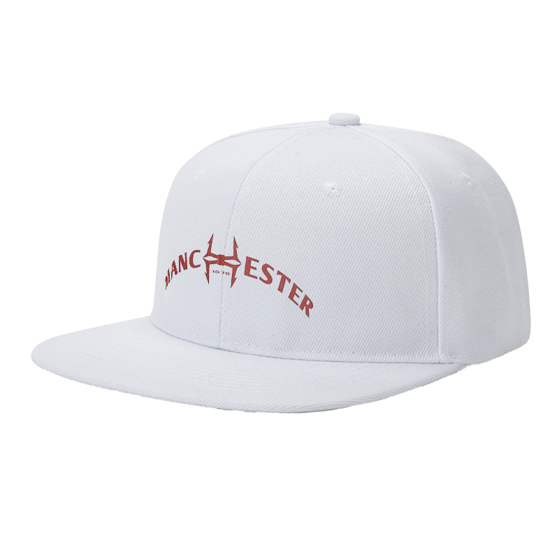 Flat Brim Baseball Cap Manchester 1978 Devil Logo Streetwear Underground Skate Style for Basketball Court Skate Park Hip Hop Artists and Urban Explorers