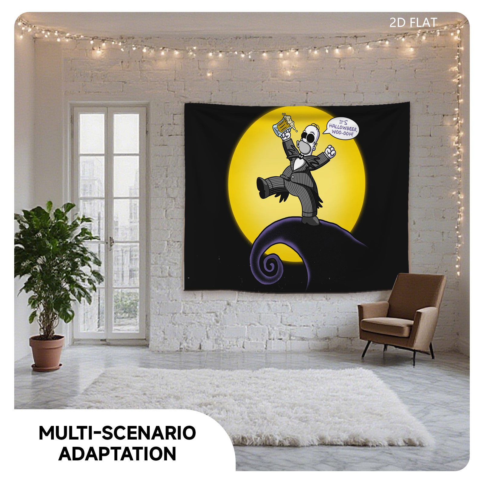 Jack Skellington Celebrates Hallowbeer Under the Moon - Tapestry