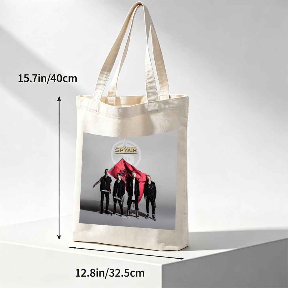 SPYAIR Band Members Standing with Red Flag in Studio Portrait - Canvas tote bags