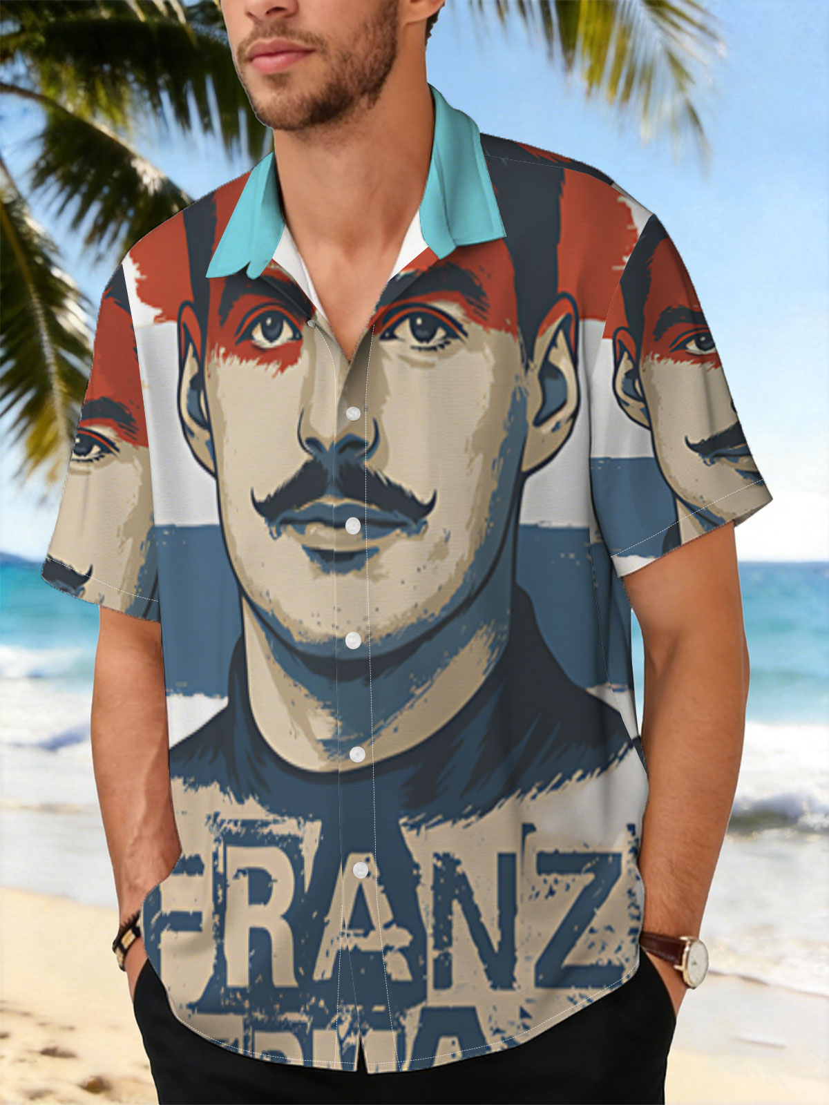 Franz Hermann Portrait with Austrian Flag Colors -  Shirt