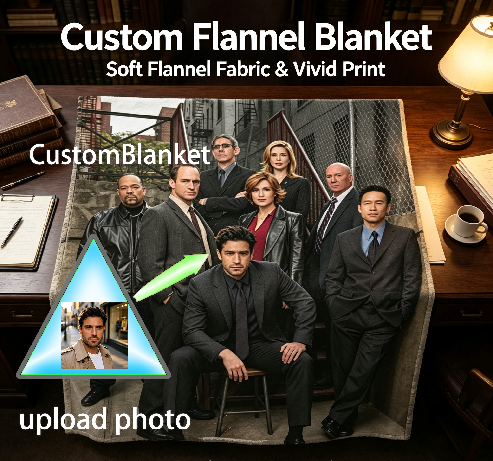 Custom Face Blanket - Law & Order: Special Victims Unit Cast Flannel Blanket for Cozy Nights, Perfect Gift or Giveaway for Fans