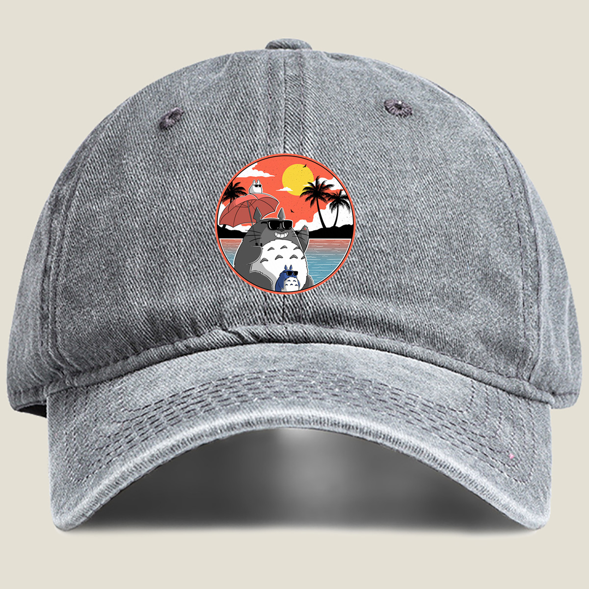 Totoro Beach Sunset - Washed Denim - Baseball Cap
