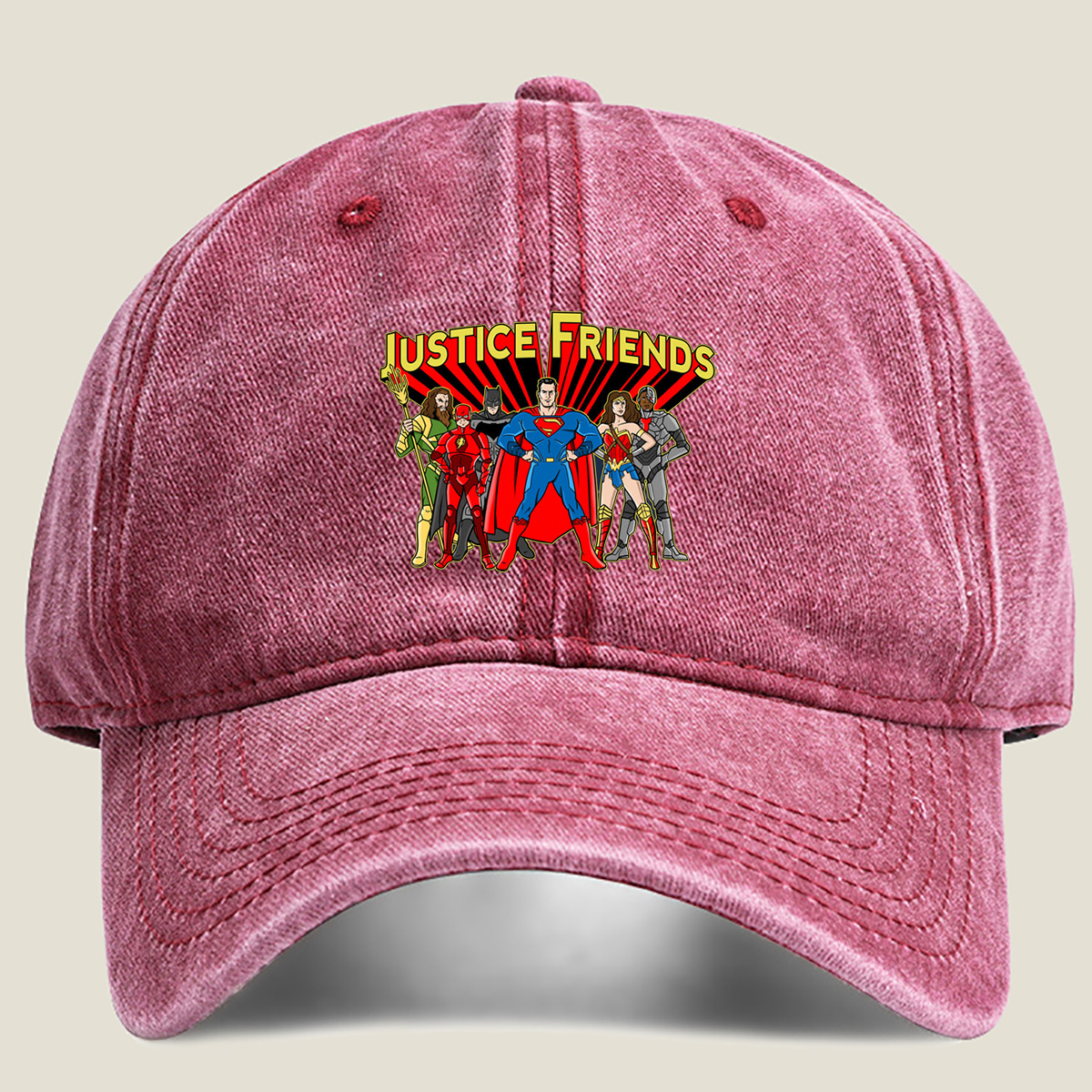 Justice League: Superman, Batman, Wonder Woman, The Flash, Aquaman, Cyborg - Washed Denim - Baseball Cap