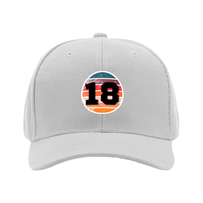 1pc New Baseball Cap with Number 18 Retro Stripe Print Unisex Adjustable Hat for Outdoor Activities and Casual Wear Adults Fashion Accessory