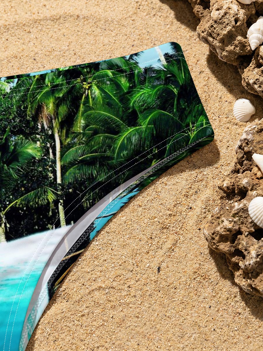 Crystal Clear Waters and Palm Trees Under Blue Sky -  Men's swim trunks