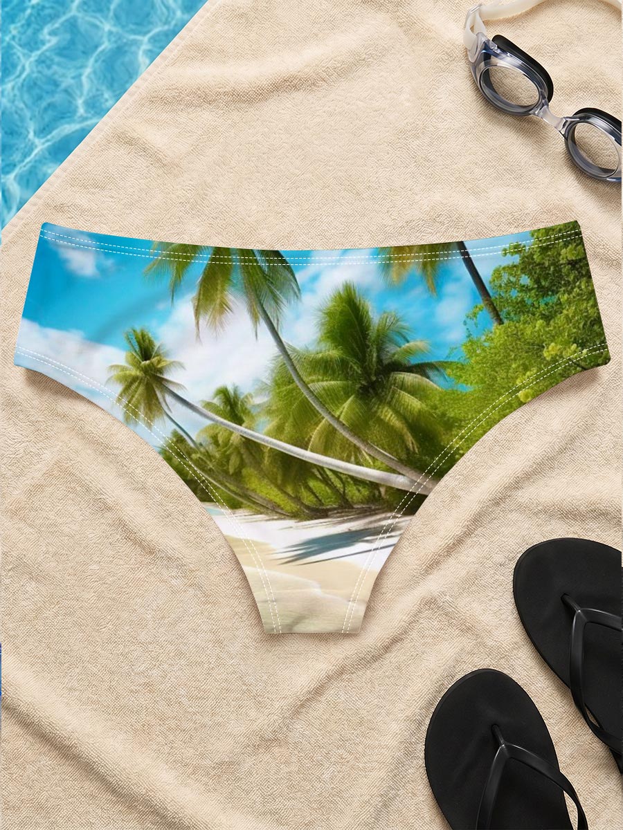 Tropical Beach with Palm Trees and Starfish -  Men's swim trunks