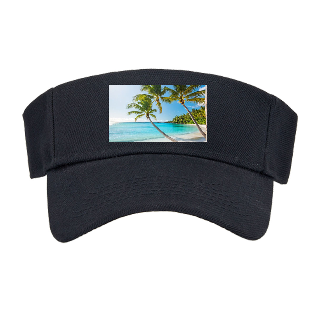 Tropical Beach with Palm Trees and Crystal Clear Water -  Visor cap