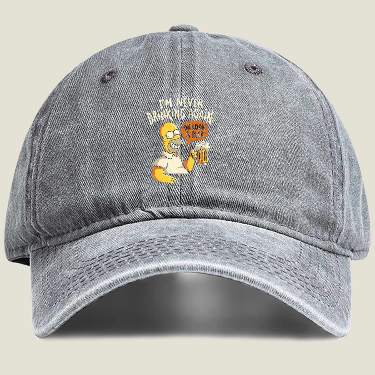 Homer Simpson I'm Never Drinking Again - Washed Denim - Baseball Cap