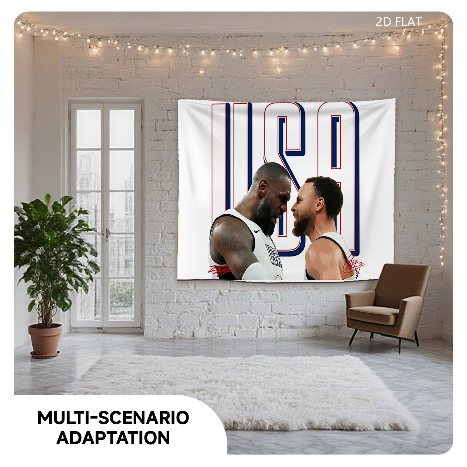 James and Curry: USA Basketball Stars at 2024 Paris Olympics - Tapestry